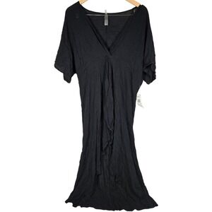 Raisins Juniors' Paradise‎ Twist-Front Cover-Up Dress Black XL NWT
